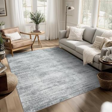 Imagem de BILEEHOME Tapete cinza claro 12 x 18 cm para sala de jantar, mesa baixa, antiderrapante, lavável, tapetes para quarto, estética, abstrato, cinza, tapete grande para sala de estar e dormitório