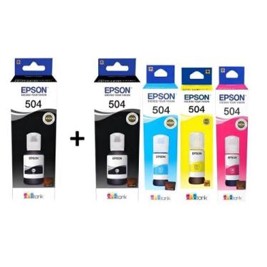 Imagem de Kit com 5 refil epson 504 ( sendo 2 pretos e 3 coloridos "ciano, magen