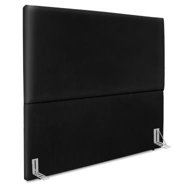 Imagem de Cabeceira Estofada Luna Queen Corino Com Sapata 160x120x10 Cm Preto Arte Das Cabeceiras