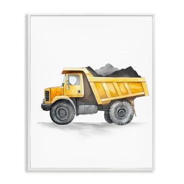 Imagem de Stupell Industries Working Trucks Dump Vehicle Gray Framed Giclee Art, design por Christine Simpson Art, 20 x 16