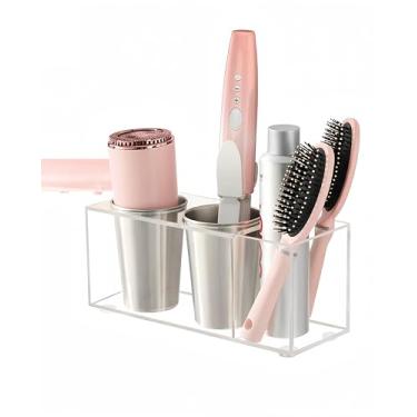 Imagem de Organizador de ferramentas de cabelo, organizador de secador de cabelo, suporte de parede, acrílico, organizador de ferramentas de cabelo, bancada para banheiro, suporte de ferramentas quentes para