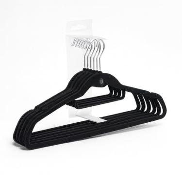 Imagem de Kit com 6 Cabides Toq de Veludo com Gancho Frontal, Preto.