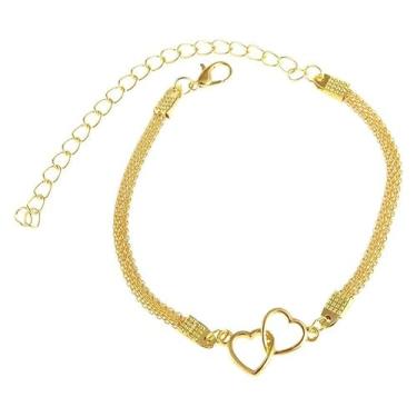 Imagem de Tornozeleira feminina de ouro esterlino, 2 peças, em camadas delicadas, à prova d'água, ajustável, ajustável, Small, Latão, Diamante criado