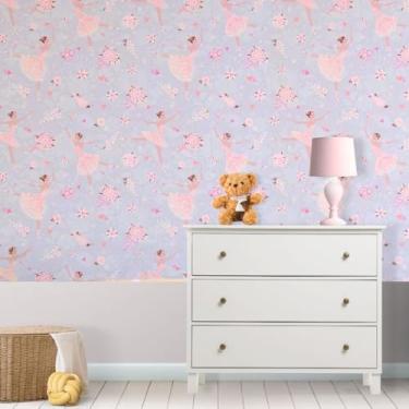 Imagem de Papel de Parede PREMIUM BAILARINA Lilás 5 metros = 1 Rolo de 5m X 45cm Autocolante Quarto Infantil Menina