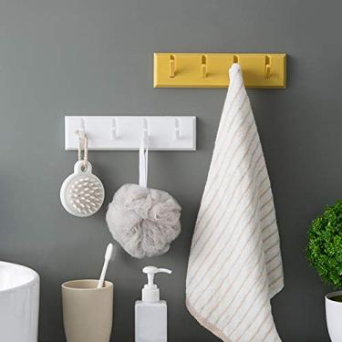 Imagem de Gancho de fileira de parede, suporte de chave de punch, gancho de parede adesivo forte, capacidade de 10 kg, bordas arredondadas, para decoração de porta de parede de banheiro e cozinha (branco)