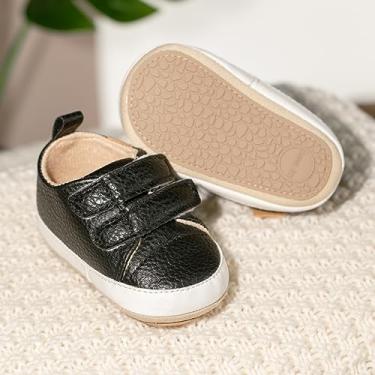 Imagem de Tênis para bebês meninos meninas cano alto sola macia antiderrapante infantil leve pré-andador primeiro berço, A04/preto, 12-18 Months Toddler