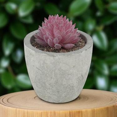 Imagem de Generic 1 mini planta de chihuahua flocada de plantas artificiais em plástico PVC roxo 6,5 x 6,5 x 8,5 cm