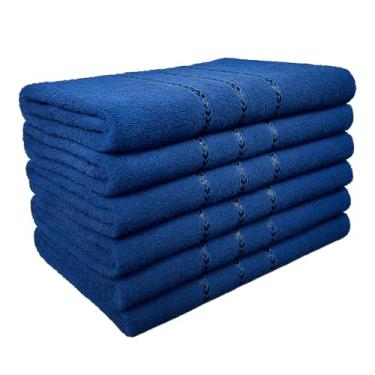 Imagem de Kit com 10 Toalhas de Banho 70x120cm 100% Algodão - Alta Absorção (Azul Escuro)