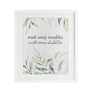 Imagem de Stupell Industries Impressão emoldurada branca Zen Wash Away Troubles sob vidro, design por Lettered and Lined, 40,6 x 33,5 cm