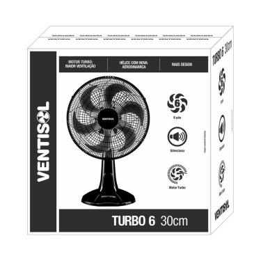 Imagem de Ventilador de mesa ventisol 30cm turbo economy 6 pás preto