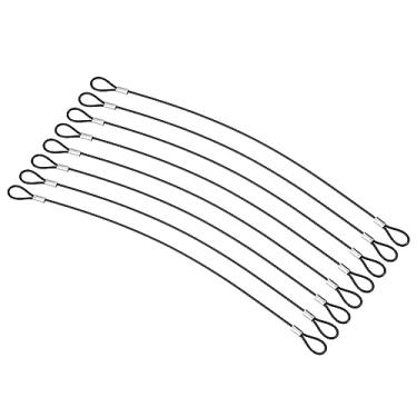 Imagem de Cadeado de cabo de segurança de 3 m, pacote com 8 cabos de aço inoxidável de 2 mm de diâmetro com laço duplo para iluminação de palco, trava de bagagem, preta