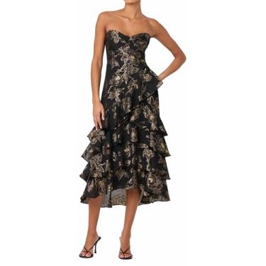 Imagem de ASTR The Label Vestido feminino Marysia, Preto, dourado, G