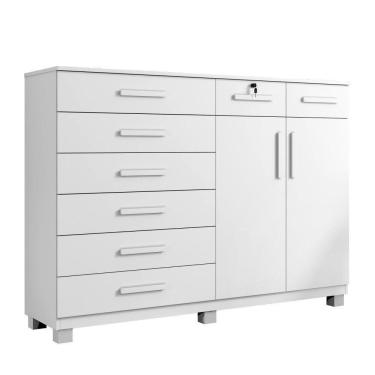Imagem de Cômoda Triunfo 2 Portas 8 Gavetas Com Chave Benetil Branco