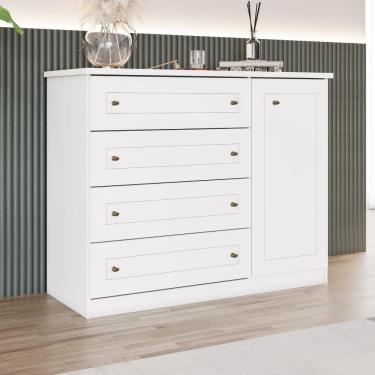 Imagem de Cômoda Americana 4 Gavetas 1 Porta Henn Branco