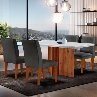 Imagem de Mesa Olimpia 120 Mdf Canto Copo Com 4 Cadeiras Grecia