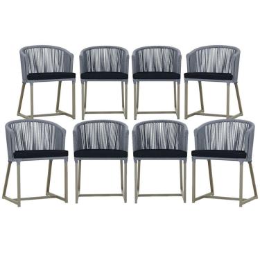 Imagem de 8 Cadeiras De Jantar área Noronha Fendi E12 Trama Original Prata