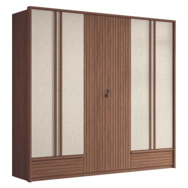 Imagem de Guarda Roupa Casal 6 Portas Ripado Atlanta Jatobá Areia