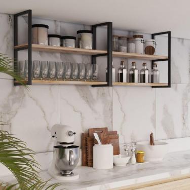 Imagem de Estante 80X20Cm Industrial Para Casa Preta Flutuante