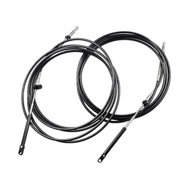 Imagem de XTSZHDSL 2 peças de cabos de acelerador e mudança CC17915 compatíveis com motor de popa Mercury Mariner GEN I cabo de aceleração (15 pés)