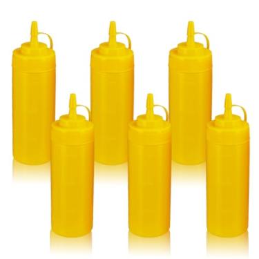 Imagem de WELKOR Garrafas de apertar para molhos, dispensador de condimentos à prova de vazamento, conjunto de garrafas de espremer de restaurante sem BPA com boca larga para ketchup, mostarda, xarope e molhos