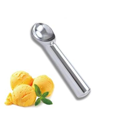 Imagem de Colher de sorvete de metal liso - Utensílio de sobremesa de liga de alumínio polido, colher de gelato com acabamento espelhado, servidor de petiscos congelados de aço inoxidável, pá de parfait moderna