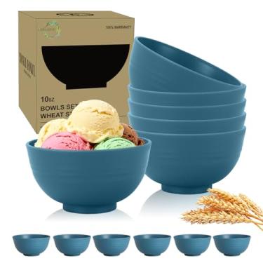 Imagem de Perlapoc Conjunto de 6 tigelas de palha de trigo, conjunto de tigelas pequenas inquebráveis de 293 ml para lanches, aperitivos, sobremesas, microondas e lava-louças, tigelas de plástico alternativas