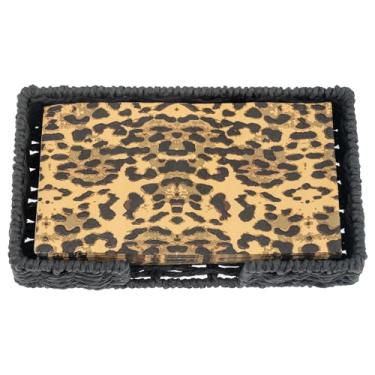Imagem de Karma, Porta-guardanapos de tecido com conjunto de guardanapos de papel, leopardo