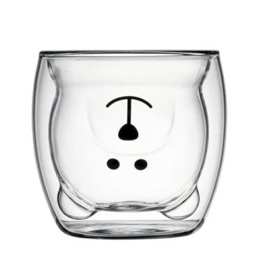 Imagem de Gift Home Office Caneca transparente de uísque para coquetel, vinho, 250 ml, vidro, desenho animado, urso, café da manhã, caneca de café, copo de água, suco, garrafa de leite (transparente)