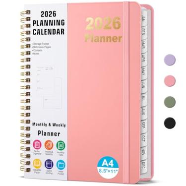 Imagem de Timart Agenda 2026, agenda semanal e mensal, janeiro de 2026 a dezembro de 2026, agenda de calendário de capa dura com abas, bolso interno para mulheres, perfeita para escritório, escola, material de