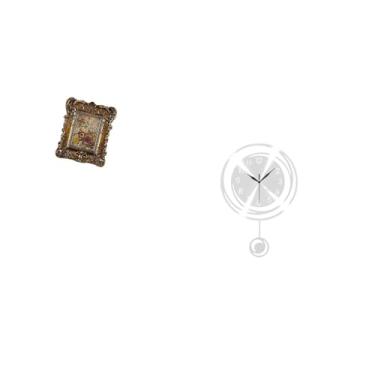 Imagem de Fenteer Moldura de Foto Floral Esculpida à Mão com Números Arábicos Antigos E Grandes, Relógio de Parede Leve E Silencioso para Escritório, Dormitório, Decora