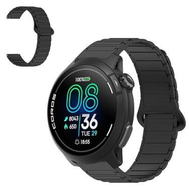 Imagem de KONXISA Pulseira de relógio para relógio inteligente COROS PACE Pro/PACE 3, pulseira de substituição de silicone macio de liberação rápida, pulseira magnética, pulseira para smartwatch, preta