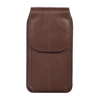 Imagem de Coldre para celular, bolsa de couro flip para celular com clipe de cinto e fecho magnético para smartphone