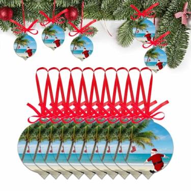 Imagem de Enfeite de Natal 2025 conjunto de 10, acessórios de pendurar em acrílico abstrato de Natal Papai Noel para decoração de árvore de Natal, festas de fim de ano, palmeiras de praia, enfeites em forma de