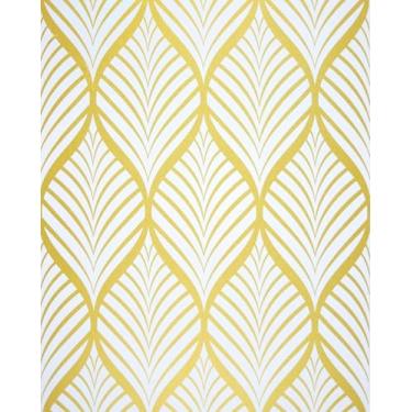 Imagem de AMIYA Papel de parede de folha dourada moderno papel de parede geométrico de papel de parede de 45 cm x 508 cm papel de parede de impressão boho dourado descole e cole papel de parede autoadesivo removível