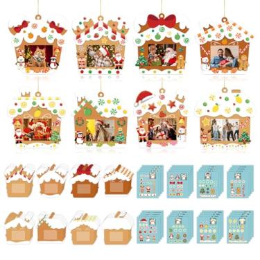 Imagem de KOYILTD 32 conjuntos de porta-retratos de Natal faça você mesmo, kits de enfeites para pendurar pão de gengibre para árvore de Natal, kits engraçados de moldura de Natal, atividades de festa em casa