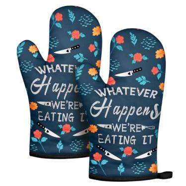 Imagem de Slohif Luva de forno engraçada resistente ao calor para mulheres – Pacote com 2 luvas de forno de cozinha fofas azuis com 100% algodão para assar e cozinhar acessórios