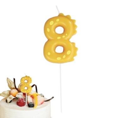 Imagem de Vela com número de estampa animal | Vela de aniversário de desenho animado feita à mão | Velas coloridas do aniversário do elemento do dinossauro dos desenhos animados, vela feita à mão do Hoghaki