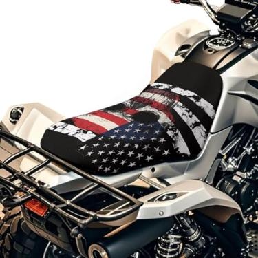 Imagem de HUISEFOR Capa de assento de quadriciclo com bandeira americana para ambientes externos, 4 rodas, capa de almofada de assento removível, acessório de proteção ATV para Polaris Sportsman 570 450 850