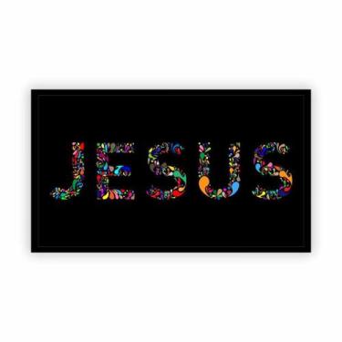Imagem de Quadro Canvas Premium Moldura Jesus Cristo Colorido 60X40Cm - Plimshop