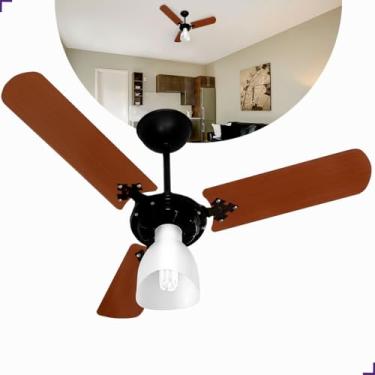 Imagem de Ventilador de Teto Venti-Delta New Delta Light, 130W, 3 Pás MDF Preto/Mogno, Silencioso, 127V