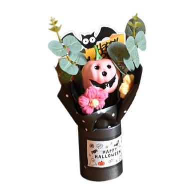 Imagem de Buquê de flores artificiais de Halloween, buquê de abóbora de - flor artificial com folhas de eucalipto decoração de festa para decoração de ambiente de Halloween