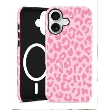 Imagem de Aitipy Capa de telefone magnética Cheetah para iPhone 17, compatível com MagSafe, linda estética rosa estampa de leopardo TPU macio e policarbonato rígido à prova de choque capa protetora para