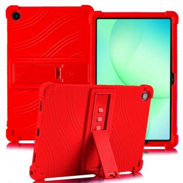 Imagem de ATOOZ Capa infantil para Samsung Galaxy Tab A9 Plus (SM-X210/X216/X218), capa de silicone macio para tablet Samsung Galaxy Tab A9+ Plus de 11 polegadas 2023 Samsung Tab A9 Plus com suportes (vermelha)