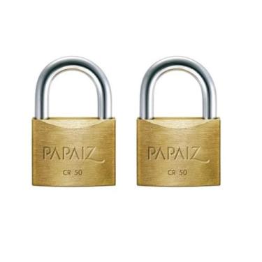 Imagem de Kit 2 Cadeado Papaiz Cr 50 Cor Dourado