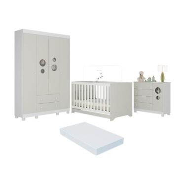 Imagem de Quarto de Bebê Completo com Berço Americano 3 em 1 Colchão Incluso Bom