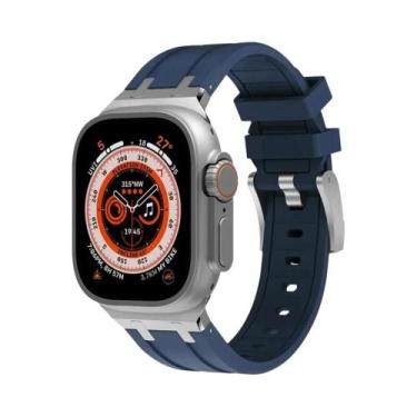 Imagem de Pulseira De Silicone Cor Titânio Com Fecho Metálico Para Apple Watch U