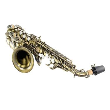 Imagem de Instrumento de saxofone B Flat Bend Pipe iniciante adulto profissional tocando saxofone soprano instrumento superfície imitação cobre