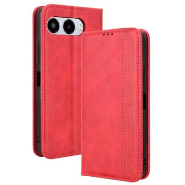 Imagem de Tznzxm Capa tipo carteira T-Mobile REVVL 8, nova capa de couro PU estilo flip book com suporte para cartão com suporte para cartão capa protetora magnética para celular T-Mobile REVVL 8 vermelha