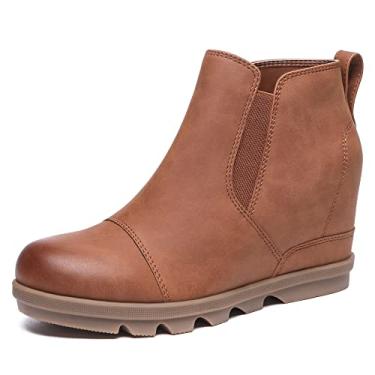 Imagem de Athlefit Botas femininas de cano curto confortáveis sem cadarço, Marrom, 37 BR