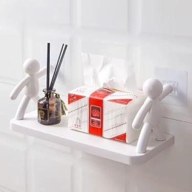 Imagem de Prateleira Autoadesiva Multifuncional para Parede, Branca, 31.5 x 12 cm, Organizador Flutuante sem Furos para Banheiro, Cozinha, Escritório, Suporta 2kg